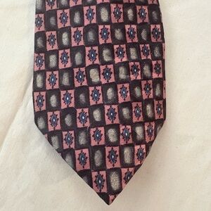 Como Collezione Necktie Tie Mens Silk Geometric Pink Blue Gray Made In Italy